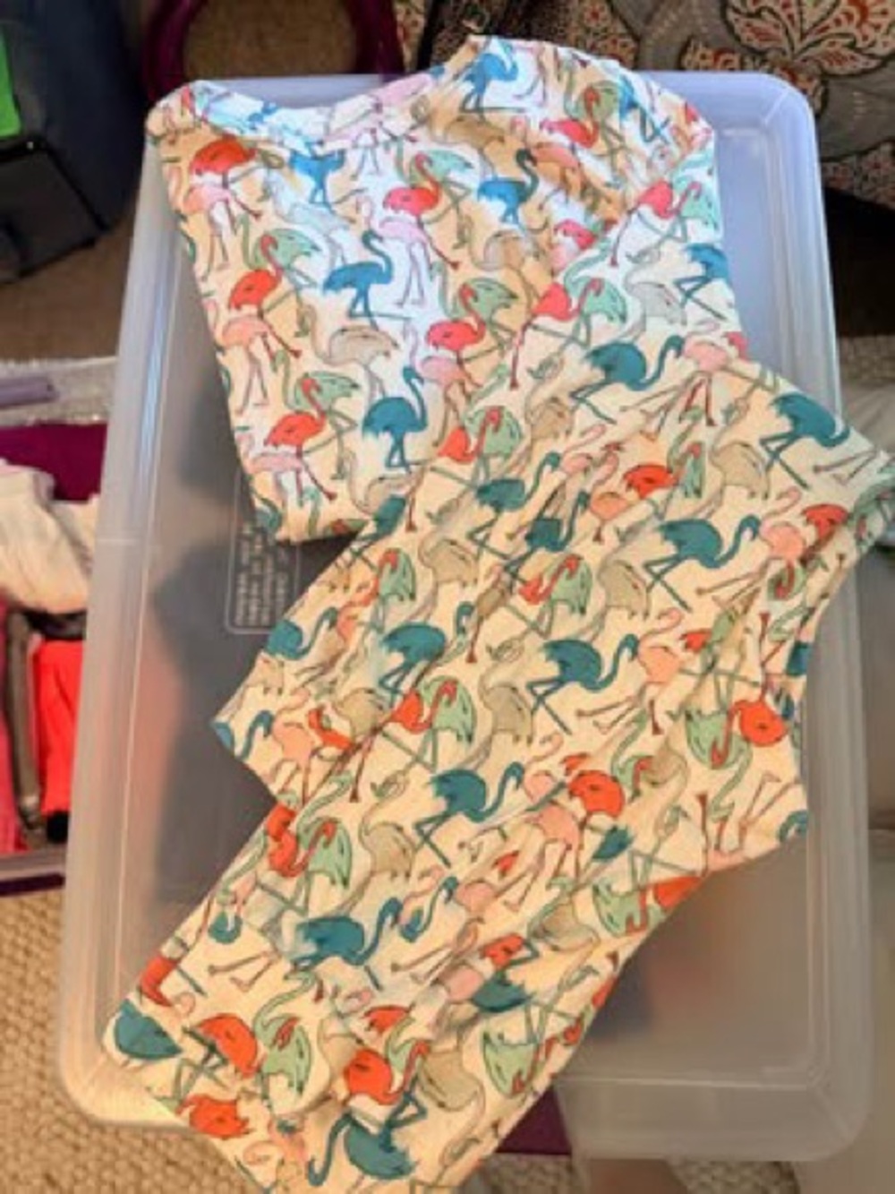 Girls Sz14 Vineyard Vines Flamingo Pajama Set